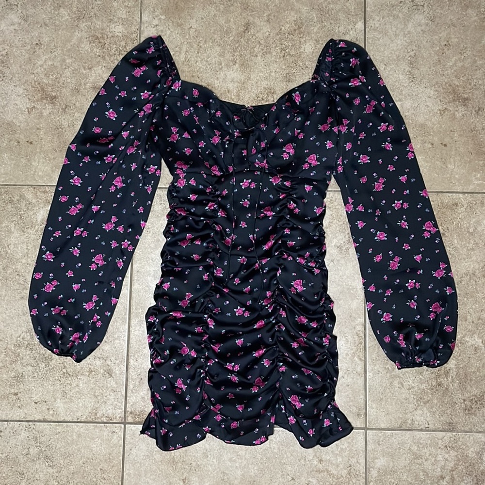 Forever 21 Floral Print Ruched Mini Dress